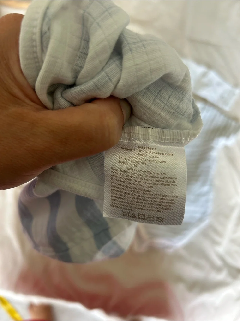aden + anais Light Blue and White Striped Baby Onesie